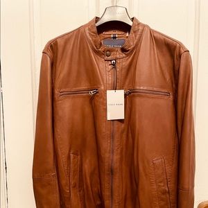Cole Haan Mens Brown Leather Jacket-NEW